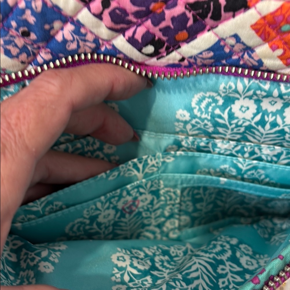 Vera Bradley Pink and Purple Quilted Crossbody Bag - Picture 8 of 11